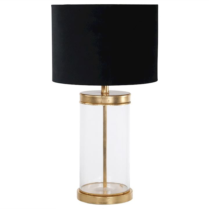 CONTEMPORARY GLASS & GOLD LAMP BLACK VELVET SHADE H 67 cm – Ebony
