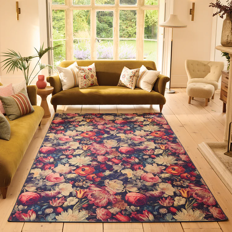 Hug Rug Eco-Washable Dark Florals Runner