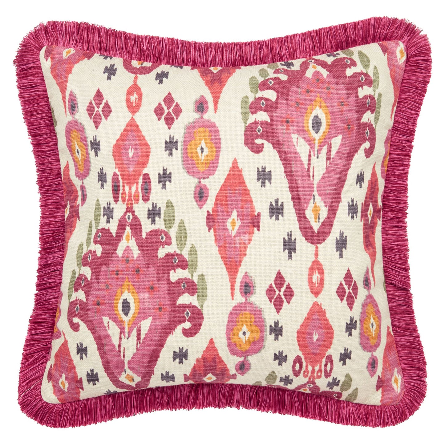 Boho Pink Fringed Cushion