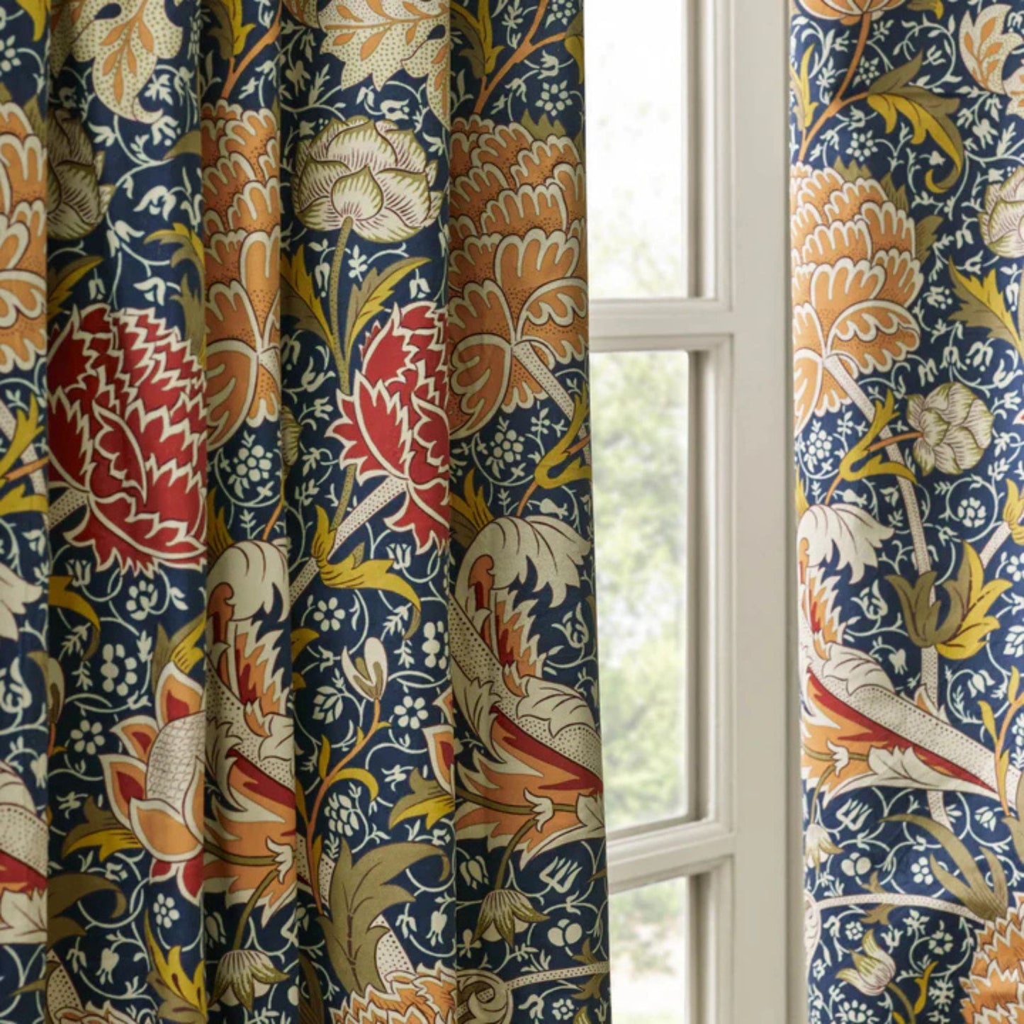 William Morris Clay Floral Chenille Pencil Pleat Curtains