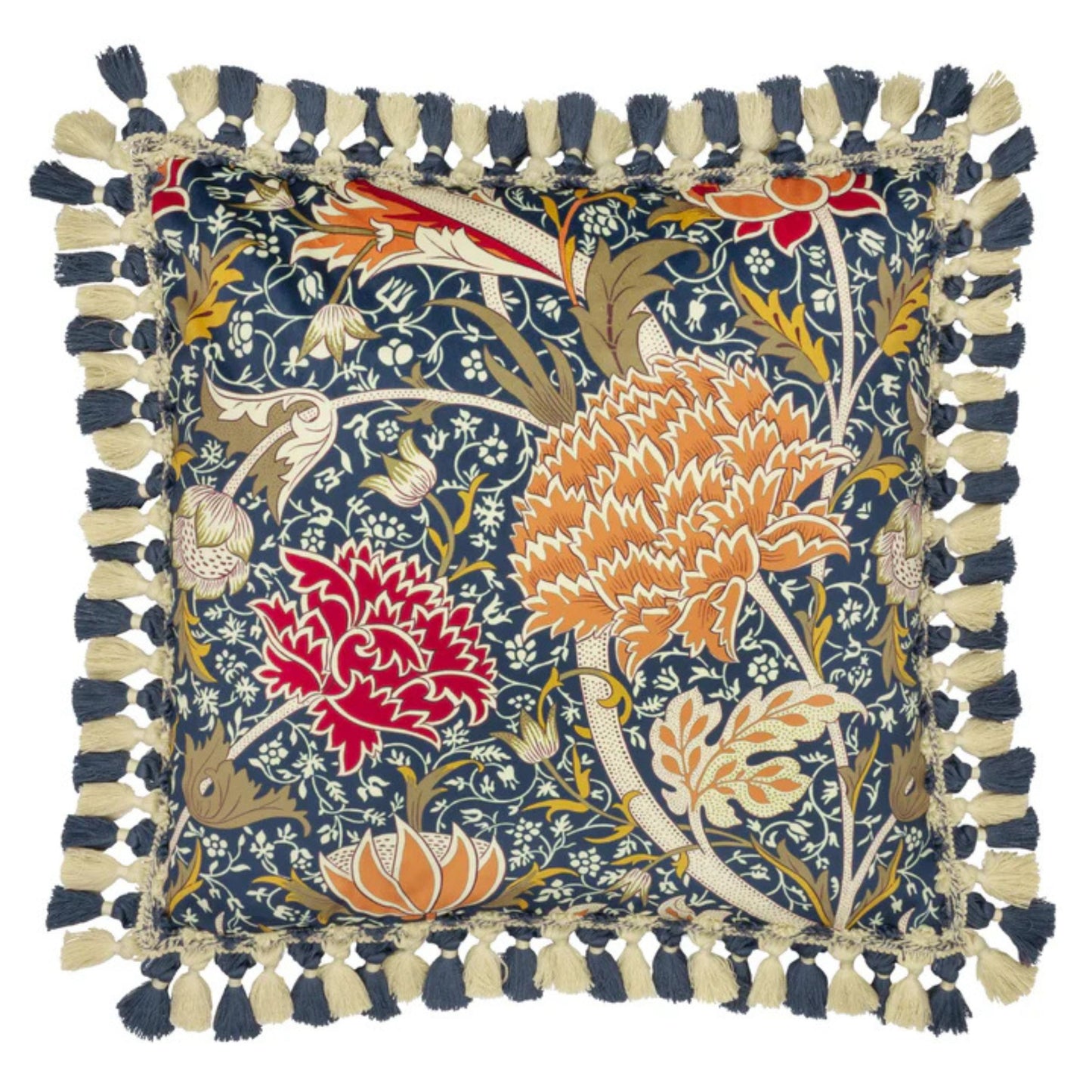 William Morris Cray Tasselled Velvet Cushion