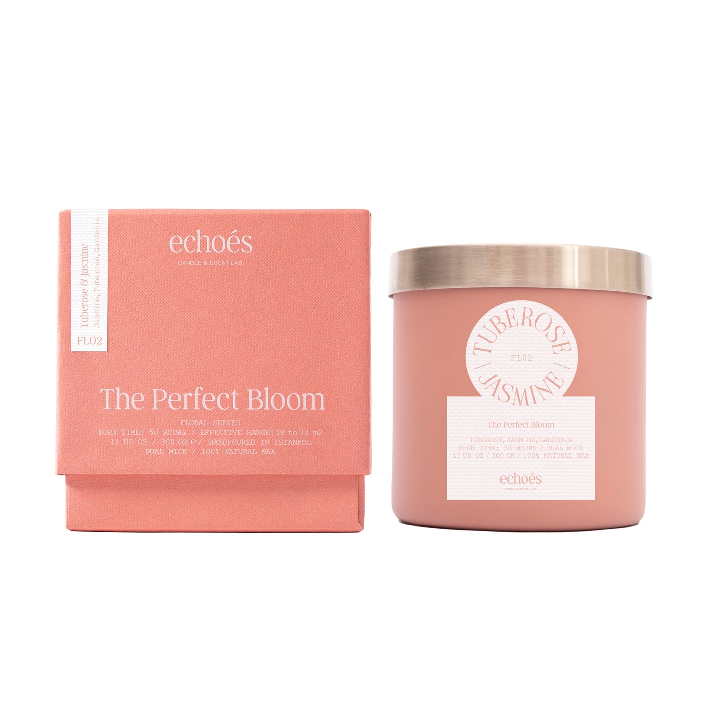 Echoes Natural 2 Wick Candle Tuberose & Jasmine