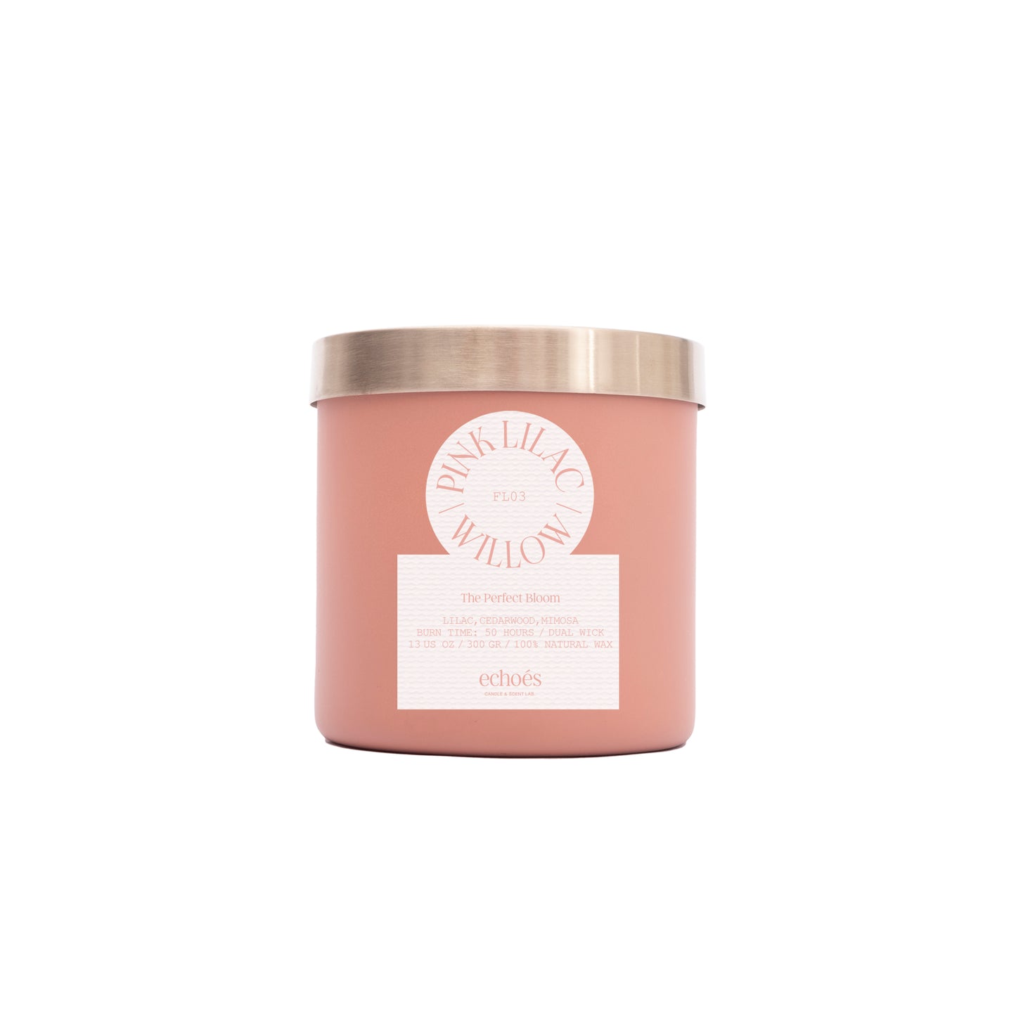 Echoes Natural 2 Wick Candle Pink & Lilac Willow