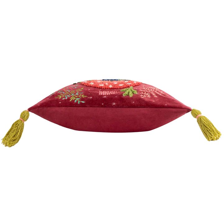 Magic Mushrooms Ruby Red Cushion