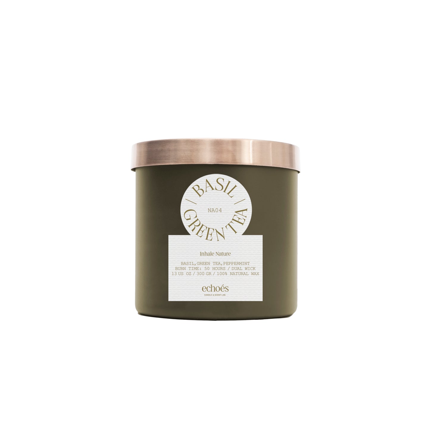 Echoes Natural 2 Wick Candle Basil & Green Tea