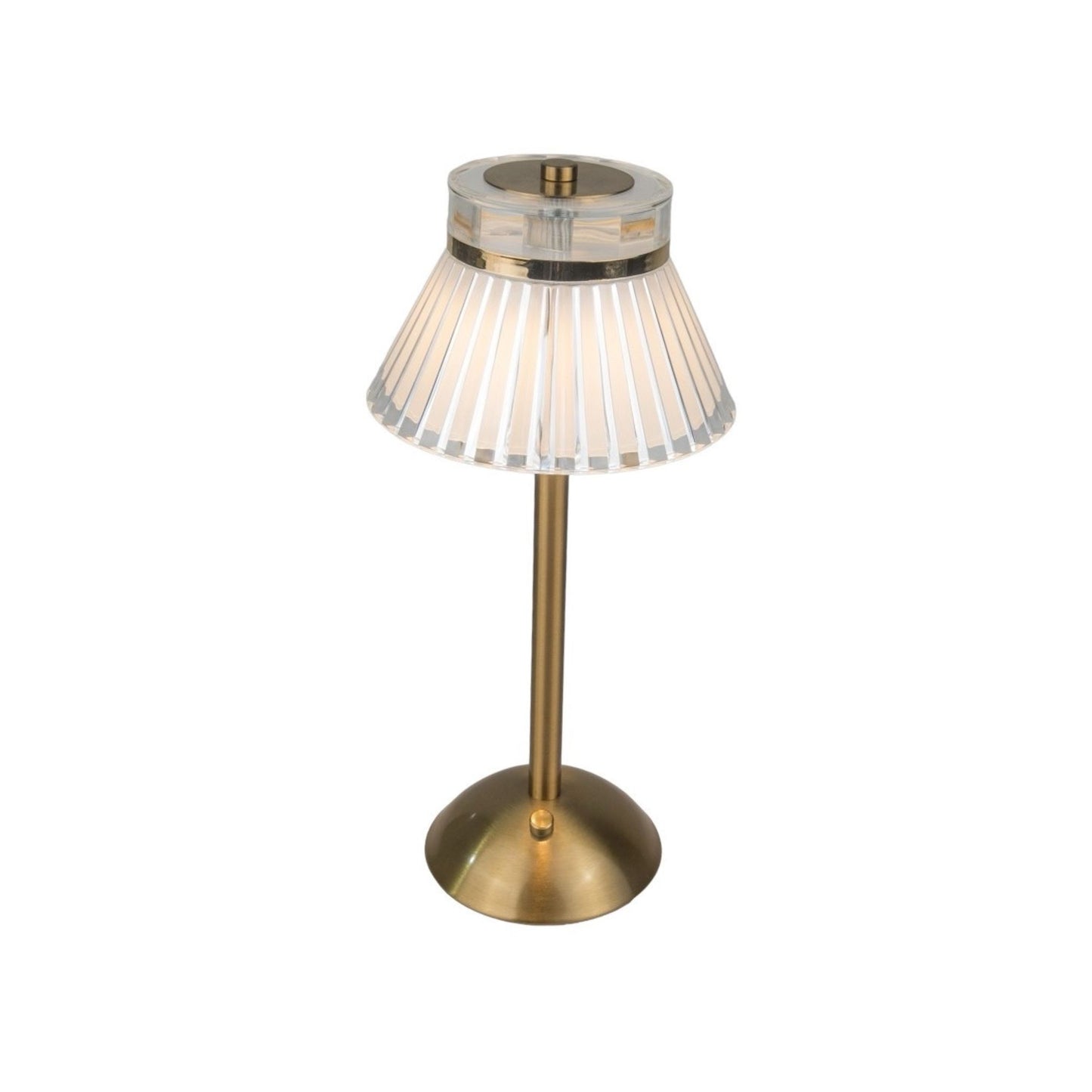 Acrylic Pleated Shade Led Rechargeable Gold Lamp