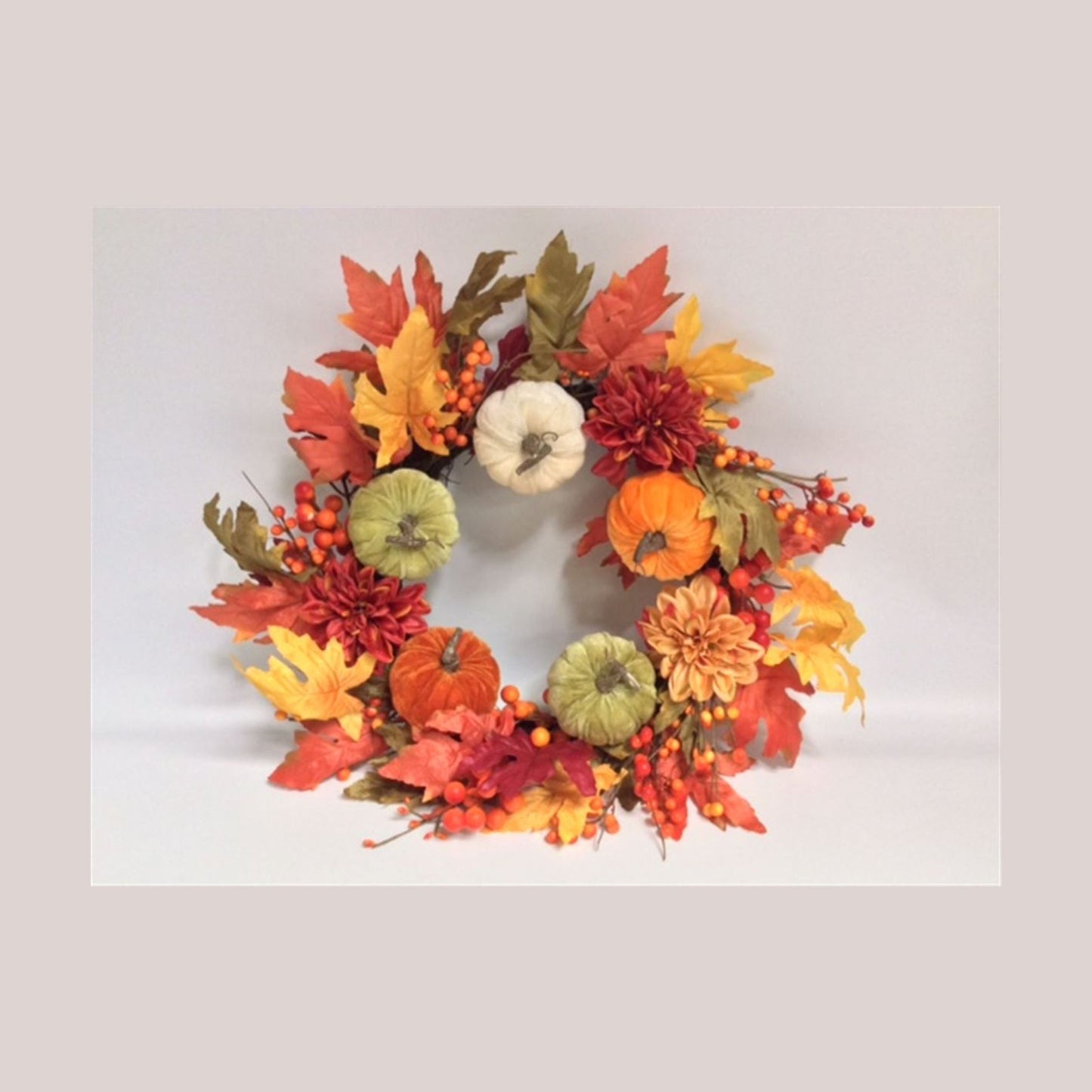 Pumpkin & Dahlia Autumn Wreath