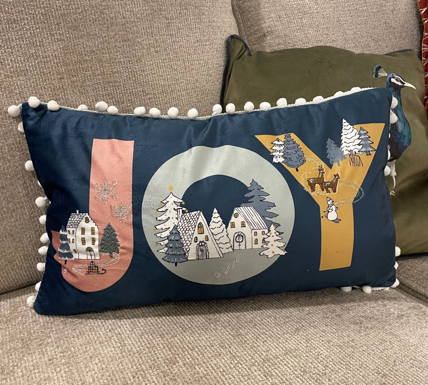 Snowy Village Joy Cushion