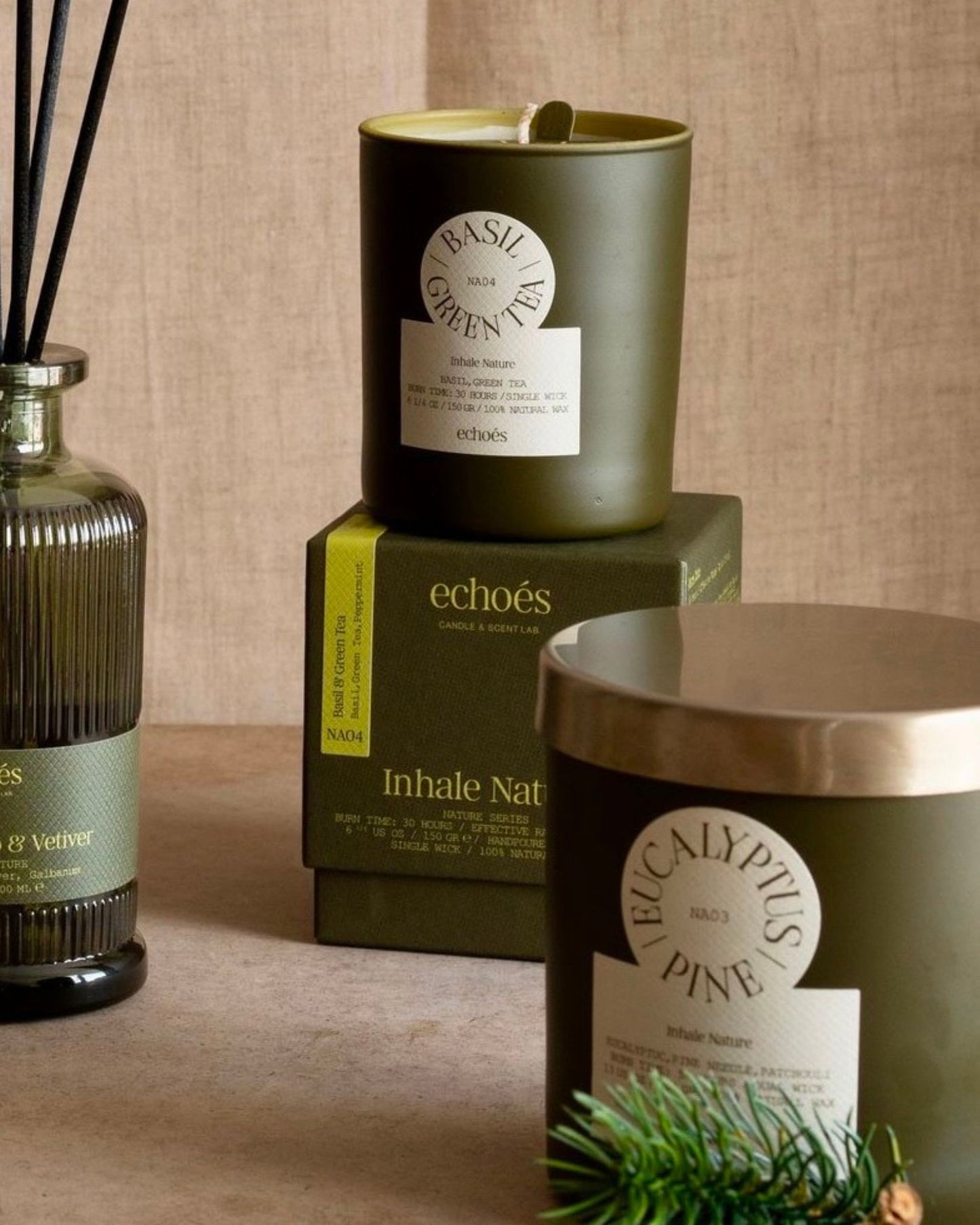 Echoes Natural Tumbler Candle Basil & Green Tea