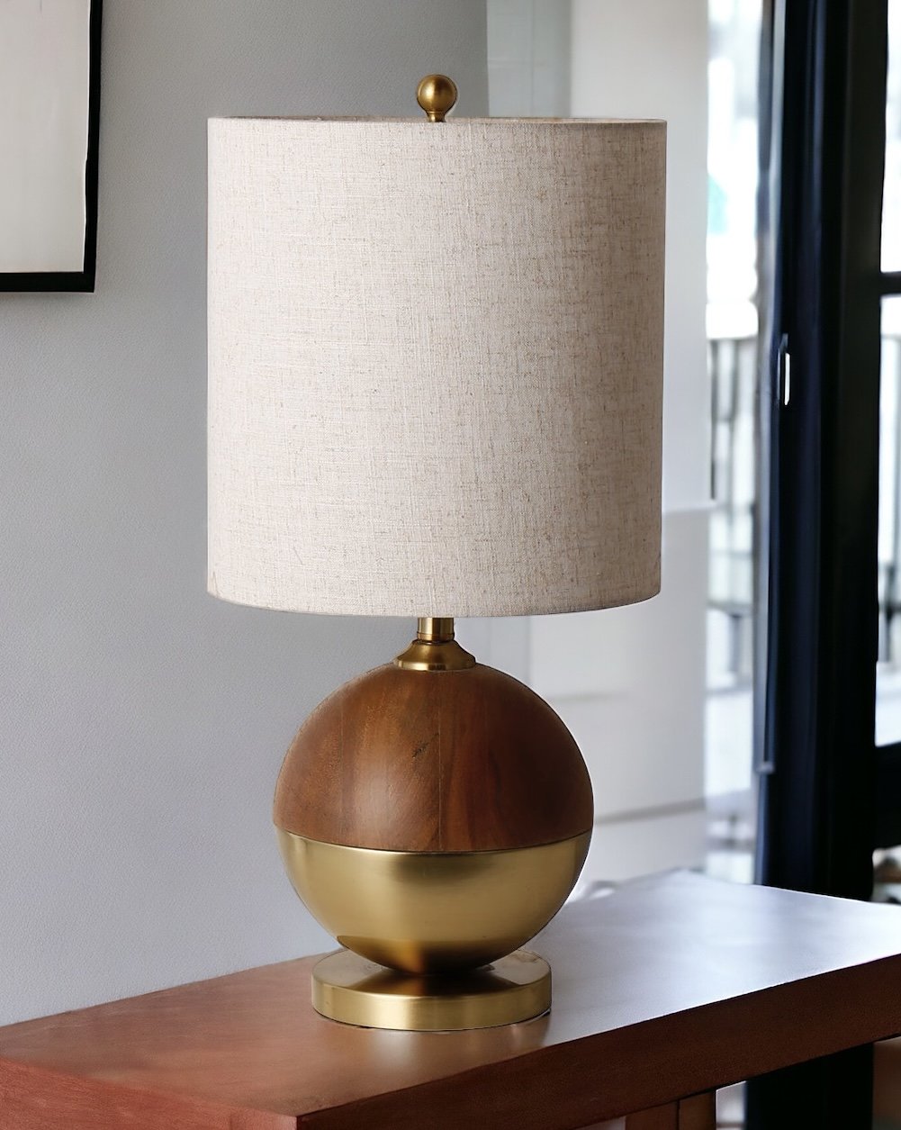 Madia Walnut and Gold Table Lamp