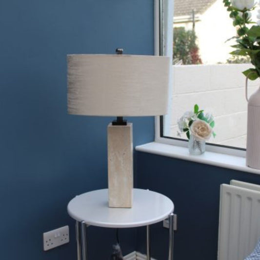 Travertine Stone Table Lamp Sparkle Shade